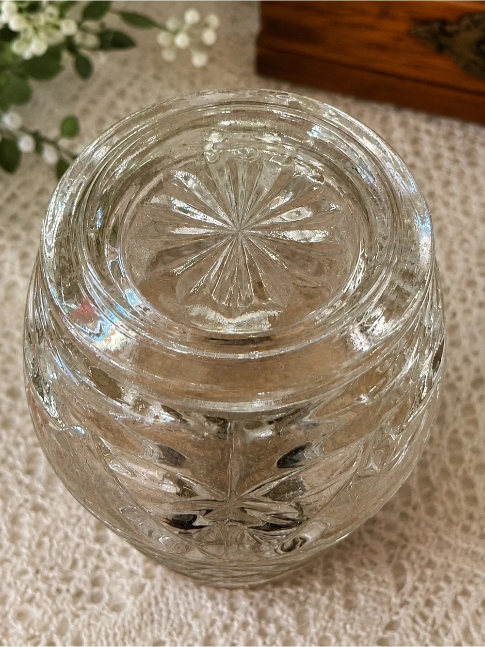 Vintage Anchor Hocking EAPC Star of David Clear Glass Pint Pitcher 5.5”